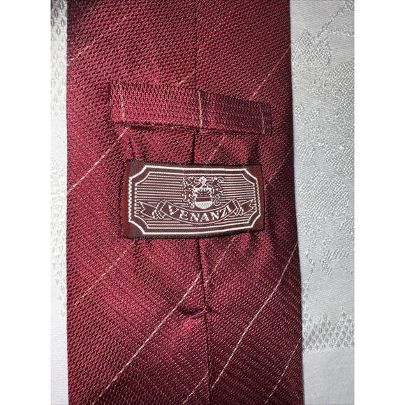 Venanzi 60" Textured Woven Repp Stripes Silk Tie Neckties Made in Italy 4" Wide - Picture 2 of 5